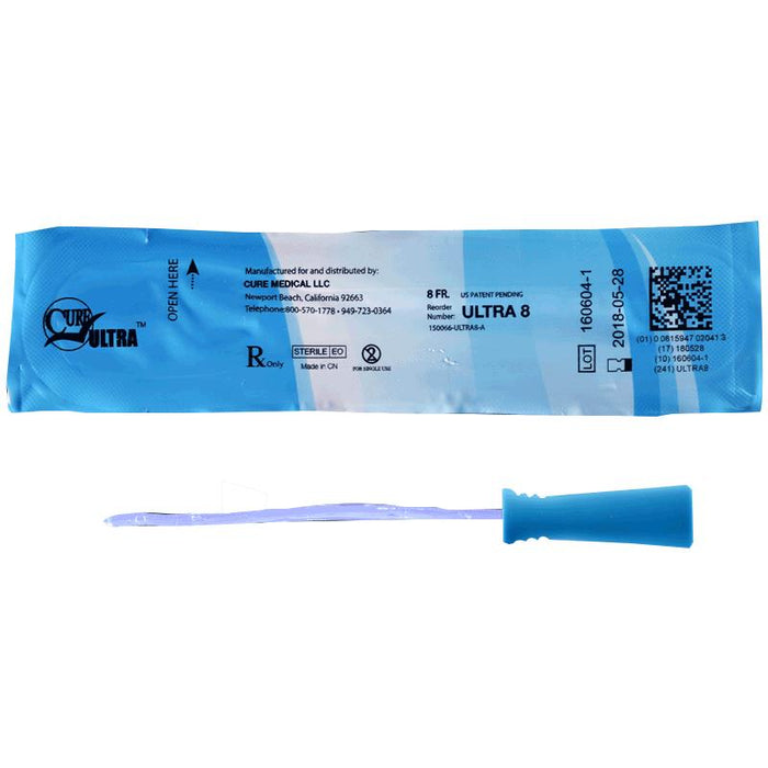 Cure Catheter, intermittent urologic catheter, 6", no connector, straight tip, female, uncoated, 14FR, BX/30 - F14NC