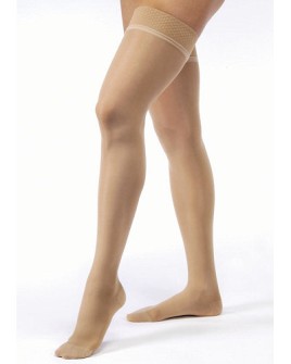 Jobst Ultrasheer 20-30 mmHg Thigh High Firm Compression Stockings with Silicone Dot Border, Closed Toe, Black, Large - 122318