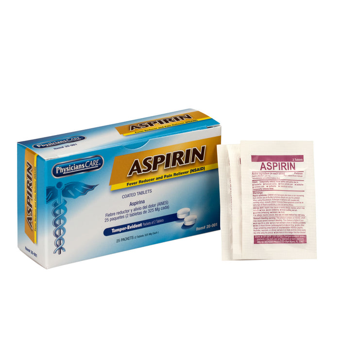 PhysiciansCare Aspirin, 25x2/unit box