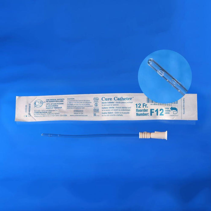 Cure Catheter, intermittent urologic catheter, 6", straight tip, female, uncoated, 12FR, BX/30 - F12