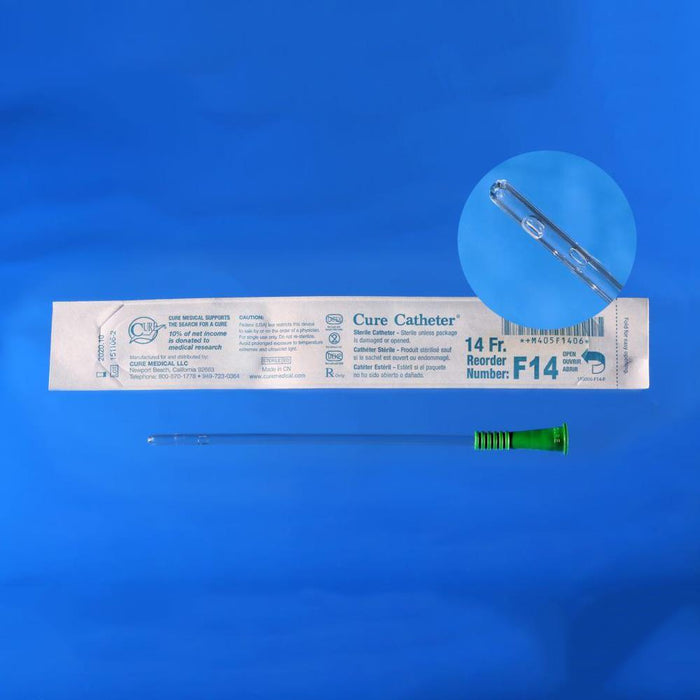 Cure Catheter, intermittent urologic catheter, 6", straight tip, female, uncoated, 14FR, BX/30 - F14