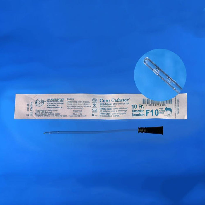 Cure Catheter, intermittent urologic catheter, 6", straight tip, Female, Uncoated, 10FR, BX/30 - F10
