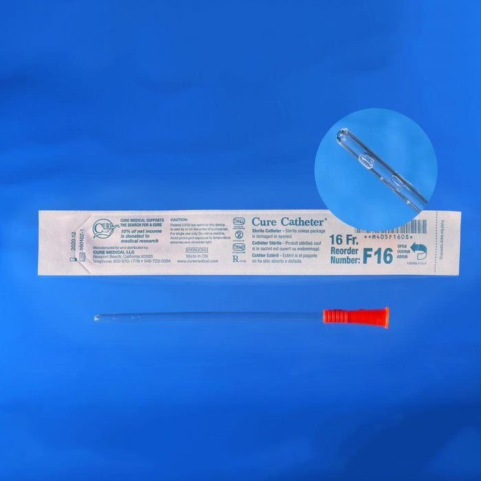 Cure Catheter, intermittent urologic catheter, 6", straight tip, female, uncoated, 16FR, BX/30 - F16