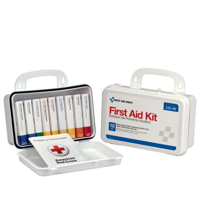 10 Unit First Aid Kit, Plastic Case