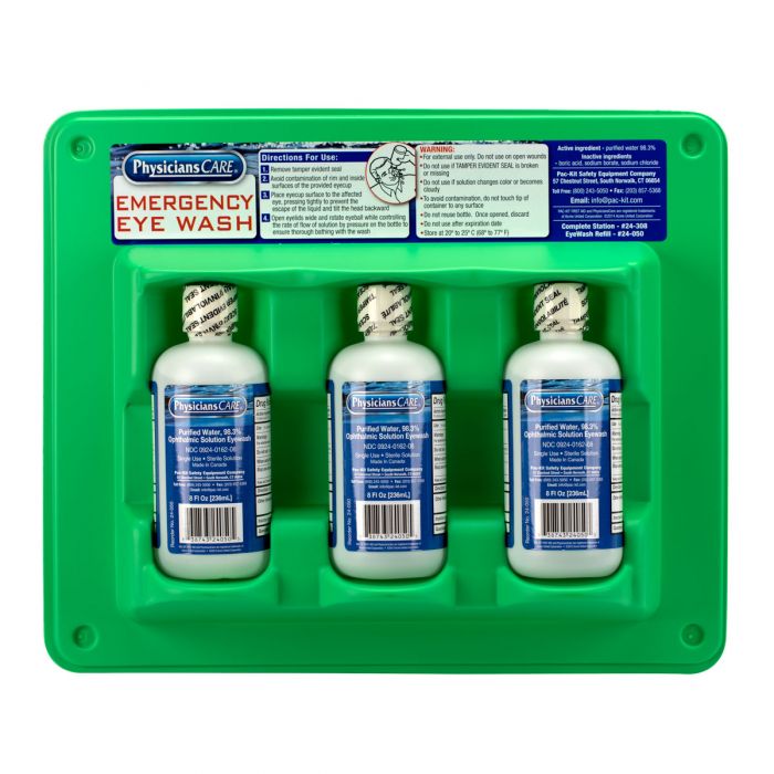 Eyewash Station, 8 oz. Triple Screw Cap Bottle