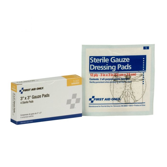 3"x3" Sterile Gauze Pads, 4/box