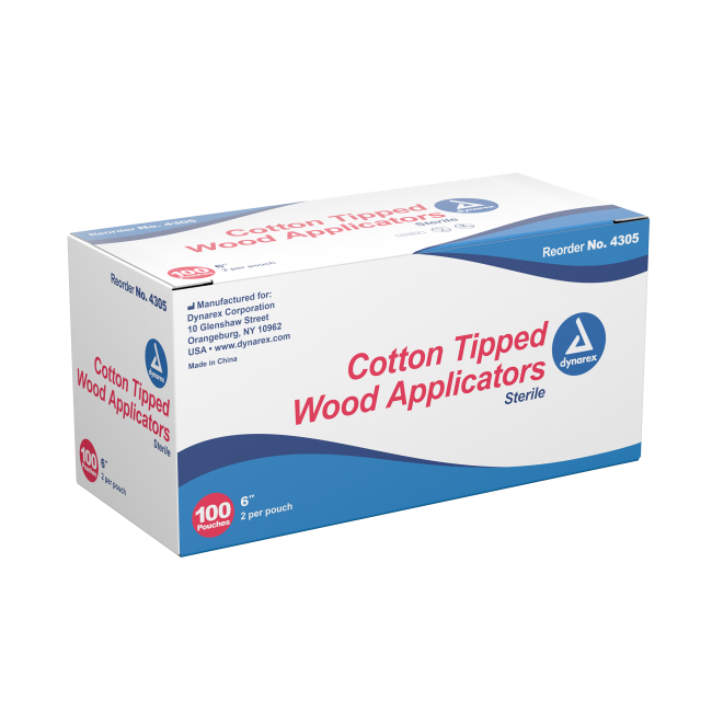Cotton-Tipped Applicator 6" x 1/12" Sterile 2/pk 100 pk/bx - 4305