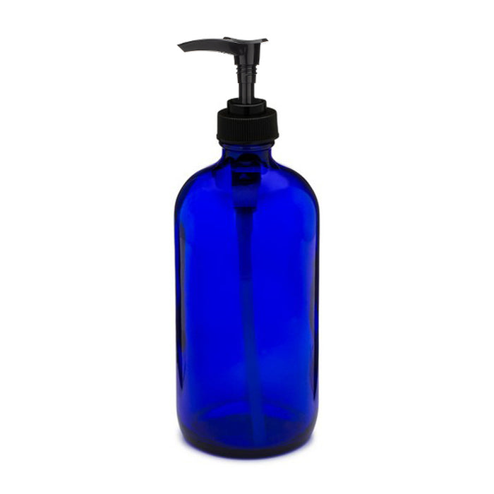 Glass Pump Bottle 16oz Blue - GPB16BL
