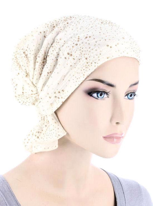 The Abbey Cap In Ivory Gold Glitter-ABBEY-612