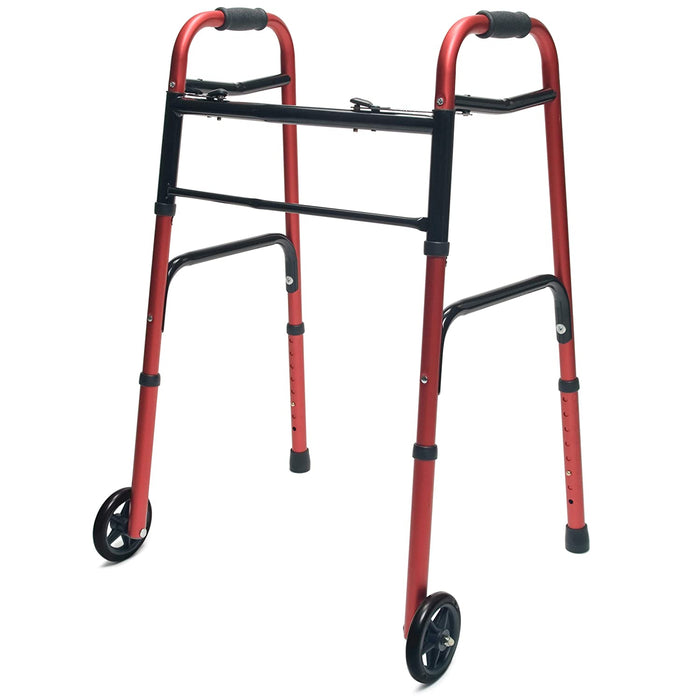 Lumex ColorSelect Adult Walker with Wheels, Adult, Red - 716270R-2