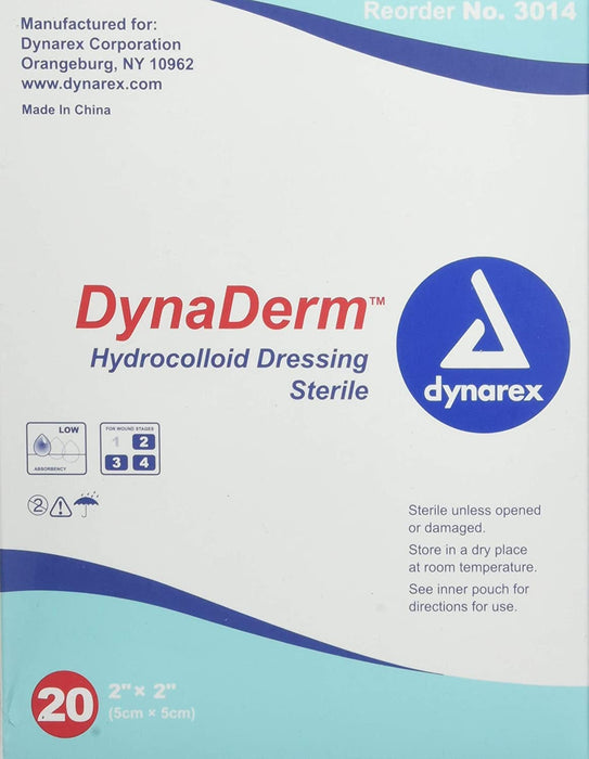 DynaDerm - Hydrocolloid Dressing - Thin, 2" x 2", 10/PK - 3014