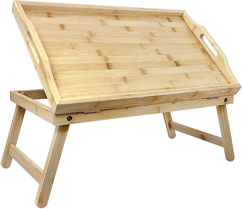 Essential Medical Supply Bamboo Bed and Lap Tray with Flip Up Top, Raided Edge and Handles
