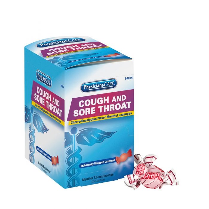 PhysiciansCare Cherry Flavor Cough & Throat Lozenges, 125x1/box