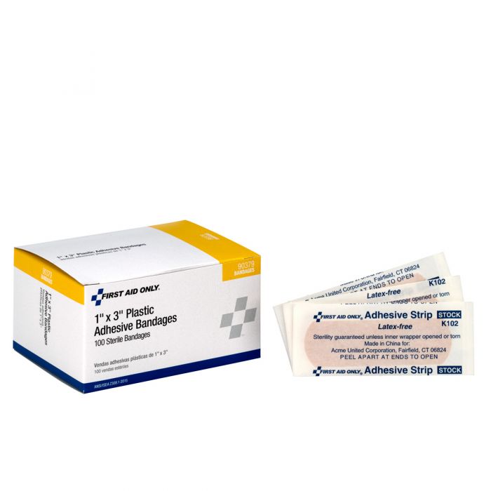 1"x3" Plastic Bandages, 100/box