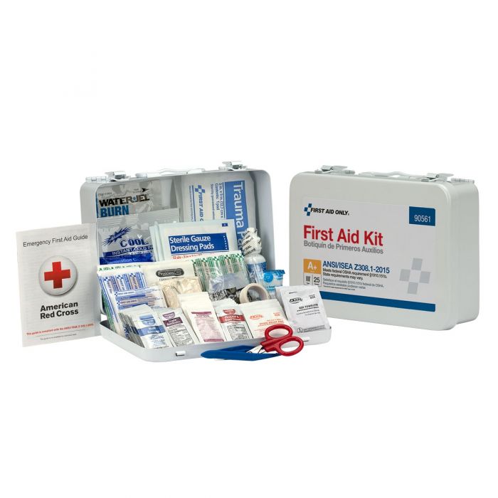 25 Person First Aid Kit, ANSI A+, Metal Case