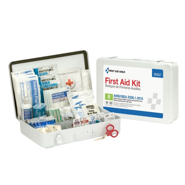 50 Person First Aid Kit, ANSI B,  Metal Case