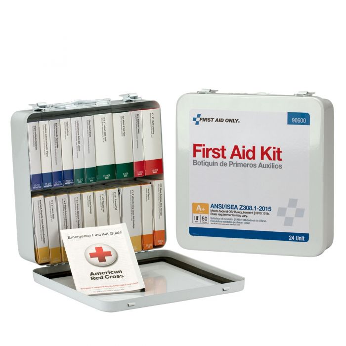 24 Unit First Aid Kit, ANSI A+,  Metal Case