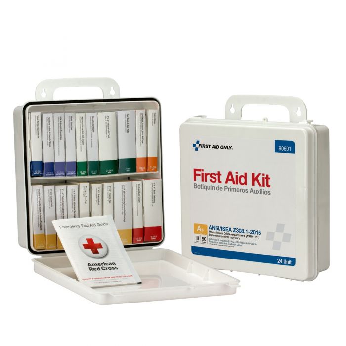 24 Unit First Aid Kit, ANSI A+,  Plastic Case