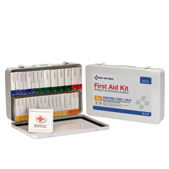 36 Unit First Aid Kit, ANSI A+,  Metal Case