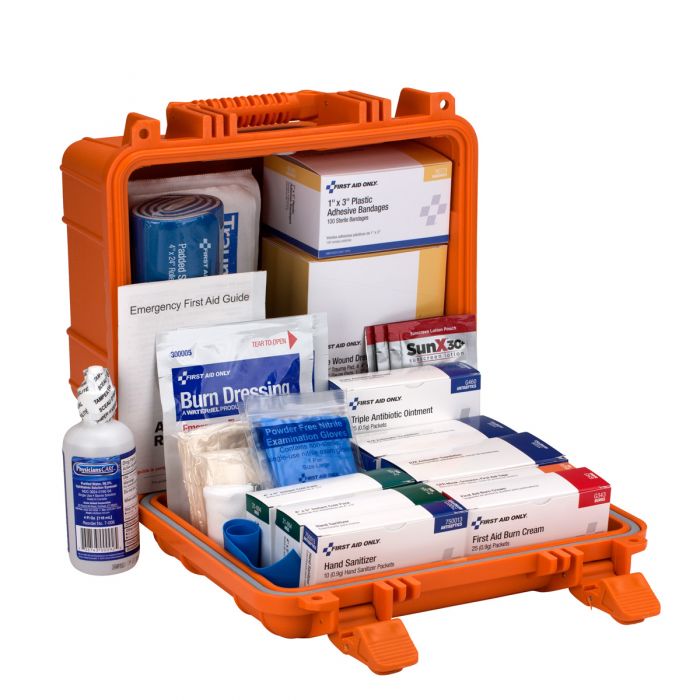 24 Unit First Aid Kit, ANSI B,  Waterproof Case