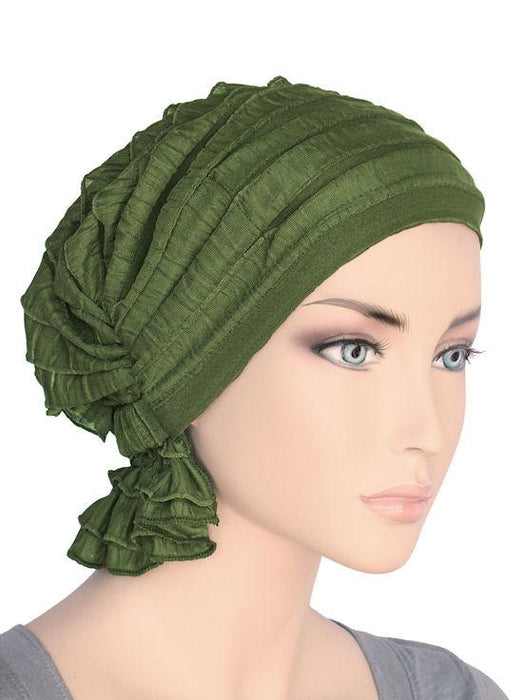 The Abbey Cap In Ruffle Olive-ABBEY-431