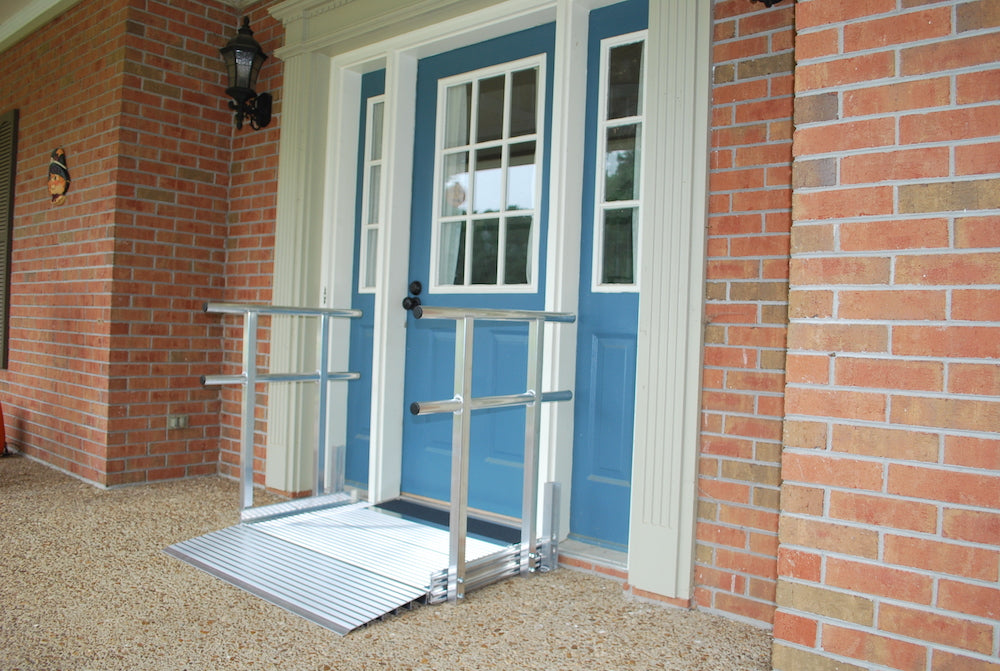 Portable Ramp, Big Lug 5' x 42" wide with 2 line Handrail and Support