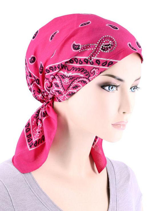 BANDANA SCARF PINK RIBBON RHINESTONE HOT PINK-CE-BDNASCARF-PR-HOTPINK