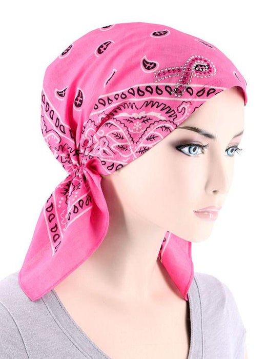 BANDANA SCARF PINK PINK RIBBON RHINESTONE LIGHT PINK-CE-BDNASCRF-PR-LTPINK