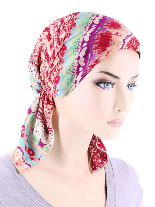 BANDANA SCARF IN RED TRIBAL STRIPE-CE-BDNASCARF