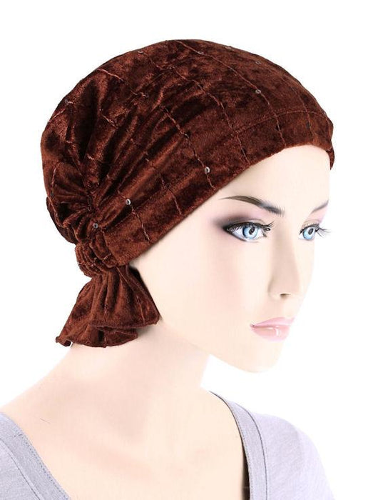 The Abbey Cap In Stretch Velour Cinnamon Spice-ABBEY-676