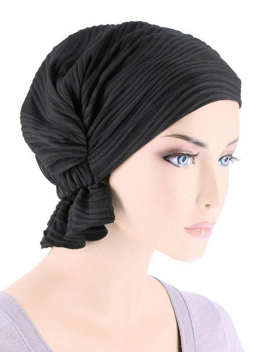 The Abbey Cap In Black Wave Micro Ruffle-ABBEY-656