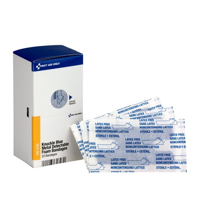 SC Refill Blue Metal Detectable Knuckle Foam Bandages, 20/box