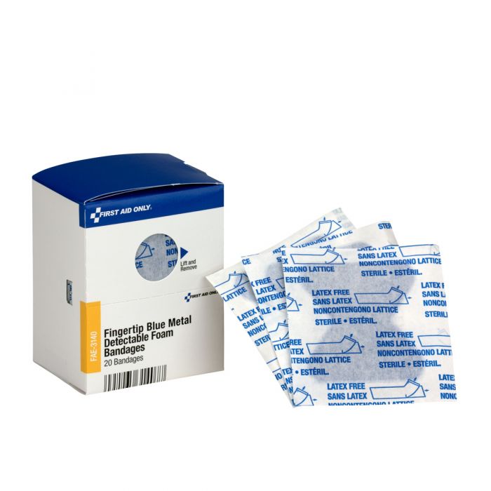 SC Refill Blue Metal Detectable Fingertip Foam Bandages, 20/box