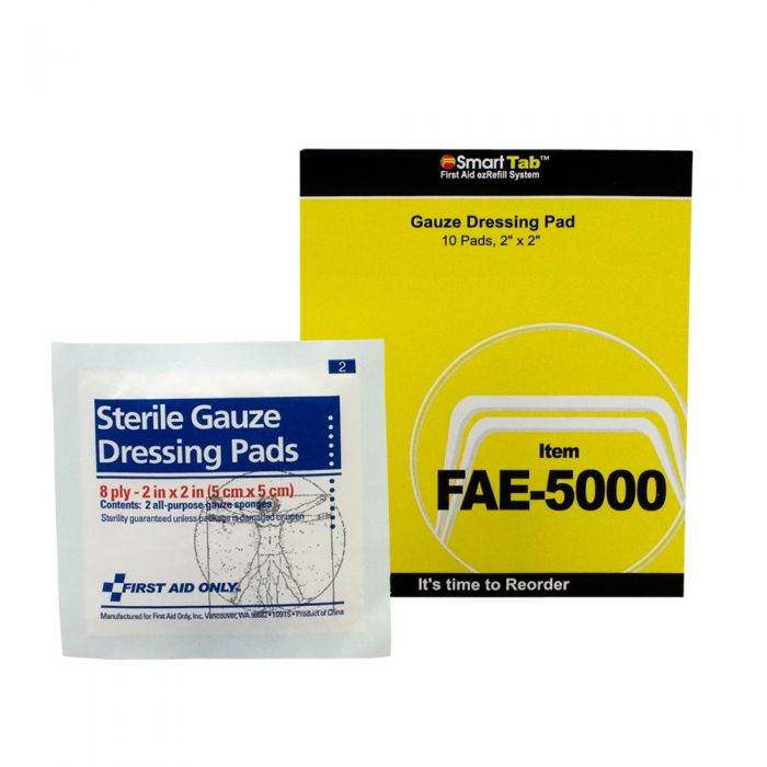 SC Refill 2"x2" Sterile Gauze Pads, 10/bag