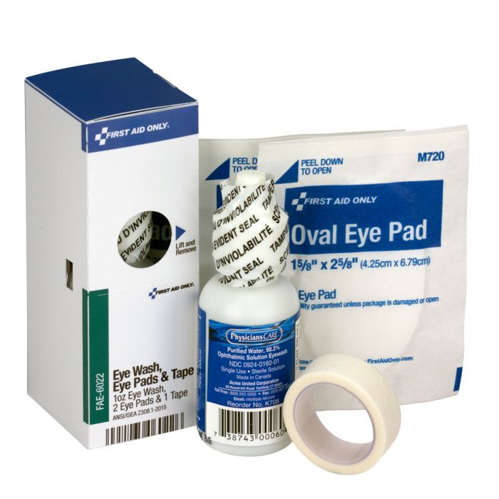 SC Refill Eyewash, 1 oz., 2 Eyepads, 1/2"x5 yd. First Aid Tape per/box