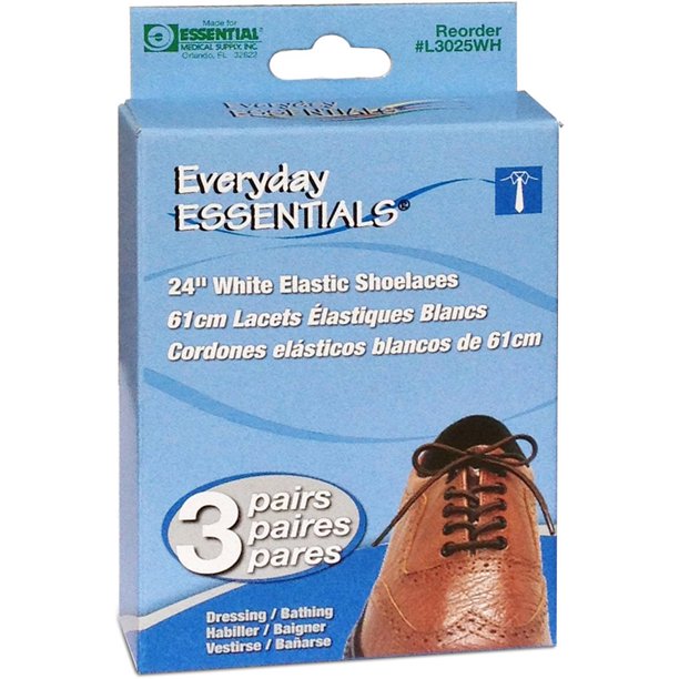 Everyday Essentials Elastic Shoelace 24" Brown, 3 pqirs
