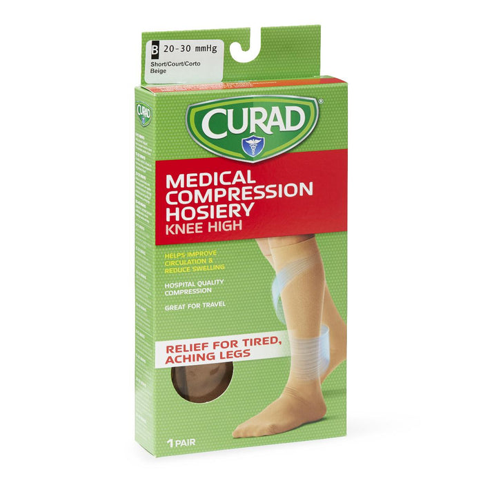 CURAD COMPRESSION HOSIERY, KNEE-HIGH, 15-20, SZB, TAN, SHORT - MDS1702BTSH