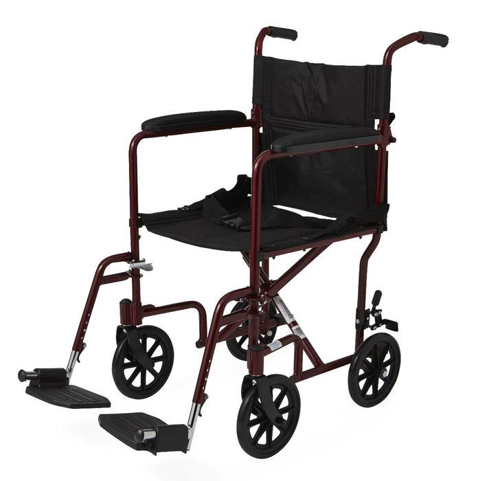 Aluminum Transport Chair with 8in Wheels, Red