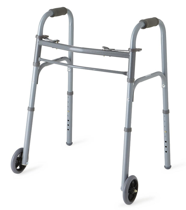 2 Button Folding Junior Walker with 5" Wheels