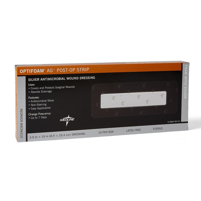Optifoam AG Plus Silver Antimicrobial Post-Op Wound Strip, 3.5 x 10 - MSC96310H