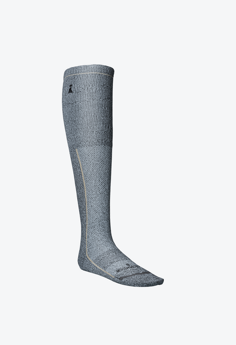 Merino Wool Socks, Knee High, Thick, Grey, L - MK407