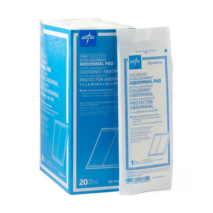 PAD ABDOMINAL 8X7.5 STERILE LF, 12BX - NON21453