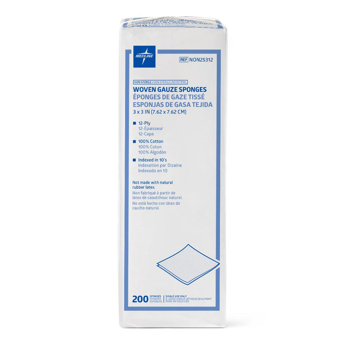 GAUZE SPONGE 3X3 12PLY NS LF 200/PK - NON25312