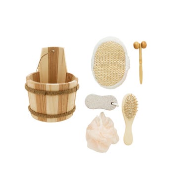 Bath Set In Wood Barrel - OD885