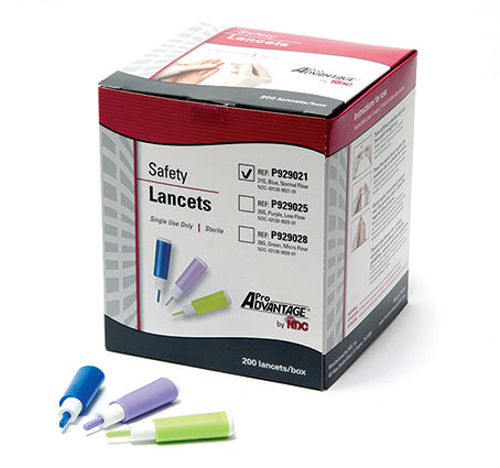 Safety Lancet, 25G, Low Flow, 1.5mm Depth, Purple, 200/bx (24 bx/plt) - P929025 / 1