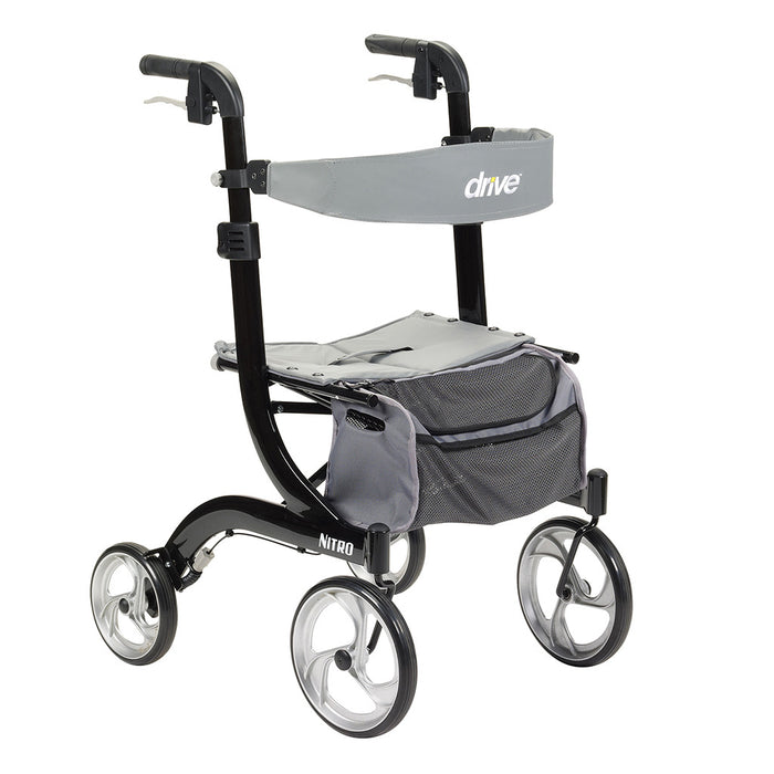 Black Nitro Aluminum Rollator, 10" Wheels