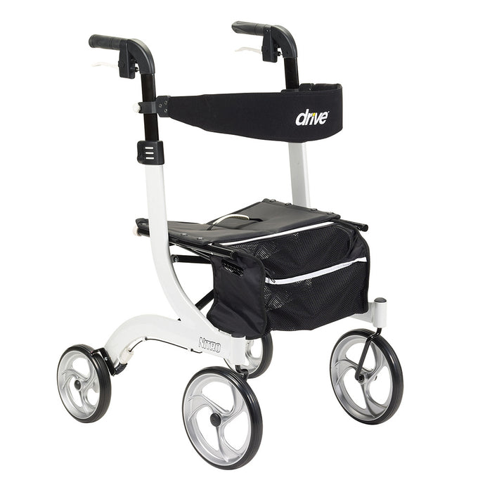 White Nitro Aluminum Rollator, 10" Casters
