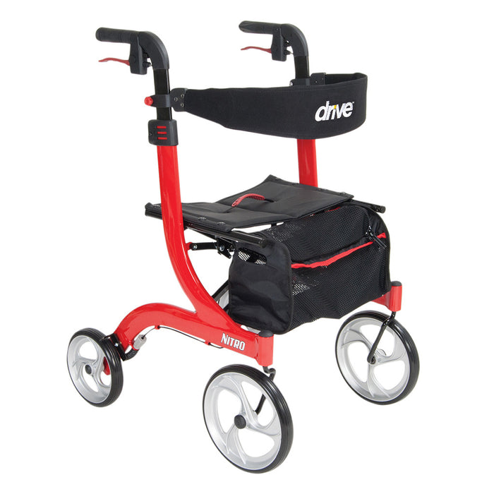 Red Nitro Aluminum Rollator, 10" Wheels