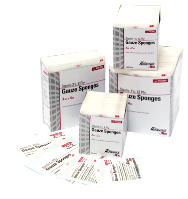 Gauze Sponge, 1s 2" x 2", 12-Ply, Sterile, 100/bx, 24 bx/cs (45 cs/plt) - P157002 / 24