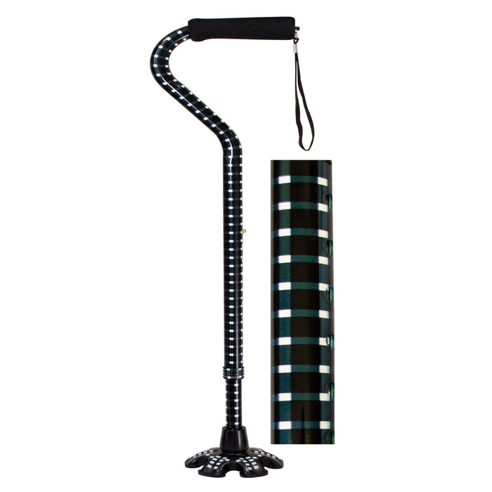 Couture Offset Cane With Matching Tip - Hounds Tooth - W1343H
